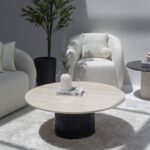 Petronia White Travertine Coffee Table (4 Base Colors)