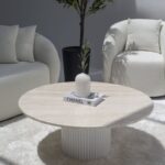 Petronia White Travertine Coffee Table (4 Base Colors)