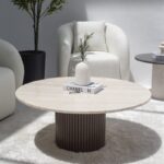 Petronia White Travertine Coffee Table (4 Base Colors)