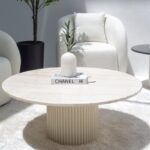 Petronia White Travertine Coffee Table (4 Base Colors)