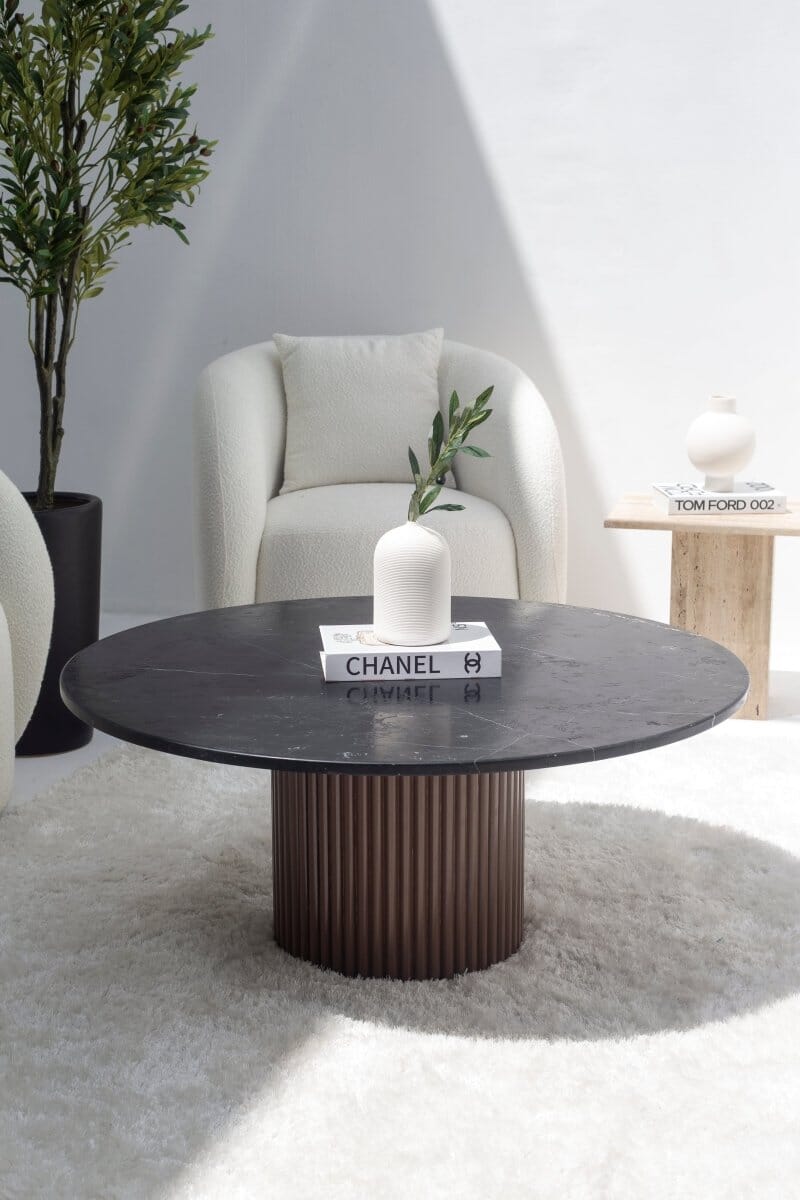Petronia Black Marquina Coffee Table (4 Base Colors)