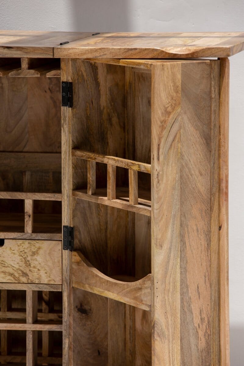 Mimosa Expand-A-Bar Mango Wood Bar Cabinet - Image 6