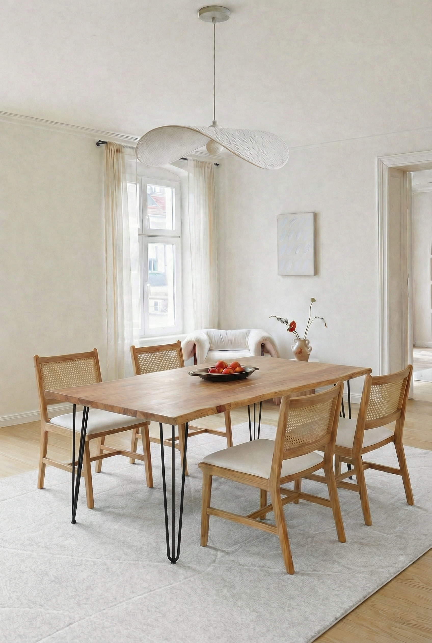 Laronia Dark Acacia Dining Table With Pin Shape Legs