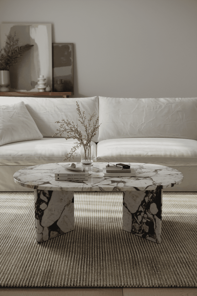 Riva V-Legs Oval Viola Calacatta Coffee Table - Image 3