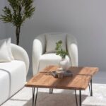 Pariel Dark Acacia Coffee Table with Hairpin Legs