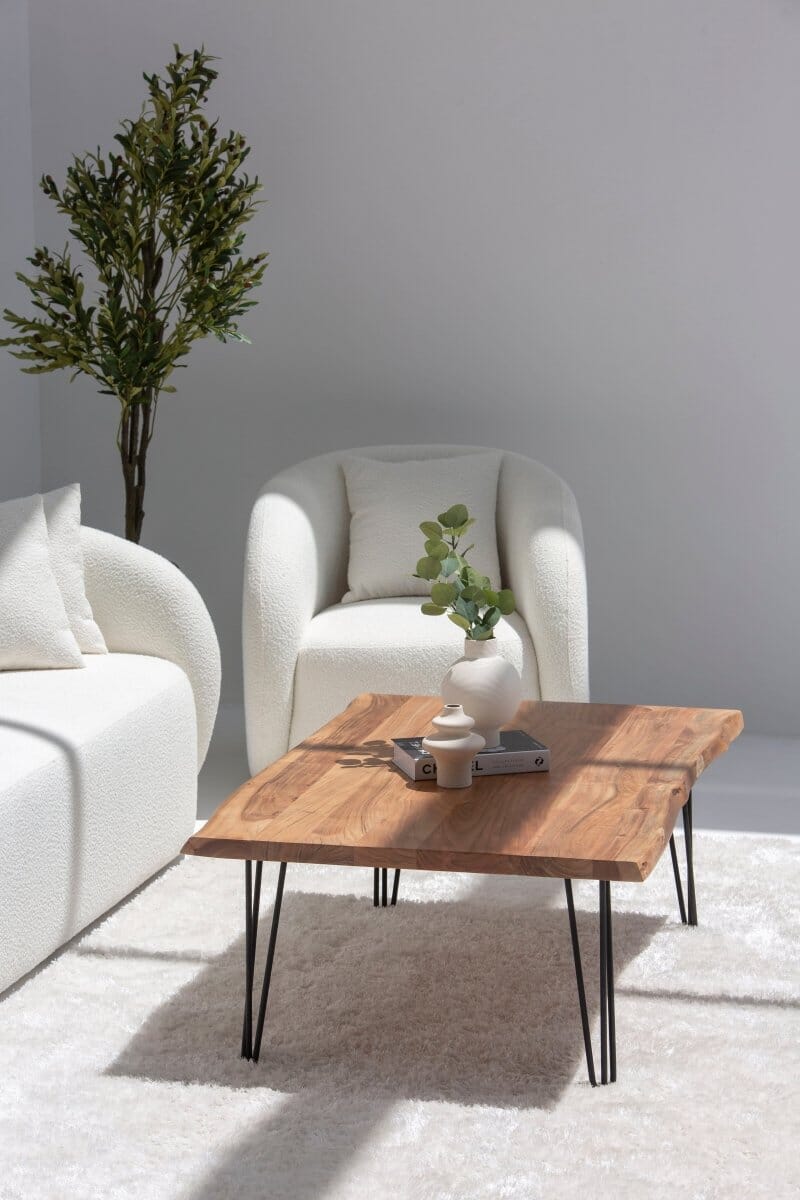 Pariel Dark Acacia Coffee Table with Hairpin Legs