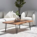 Pariel Dark Acacia Coffee Table with Hairpin Legs