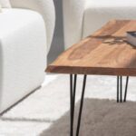 Pariel Dark Acacia Coffee Table with Hairpin Legs
