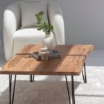 Pariel Dark Acacia Coffee Table with Hairpin Legs