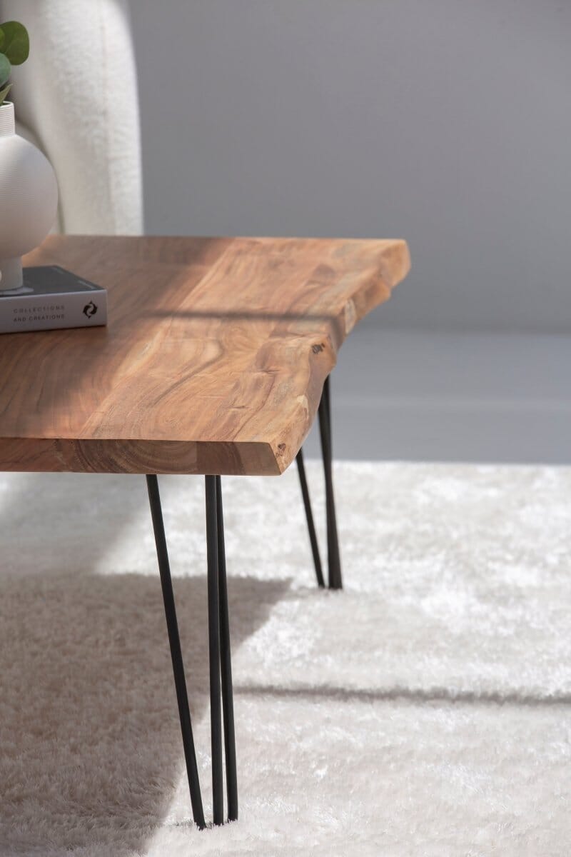 Pariel Dark Acacia Coffee Table with Hairpin Legs - Image 6