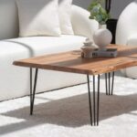 Pariel Dark Acacia Coffee Table with Hairpin Legs