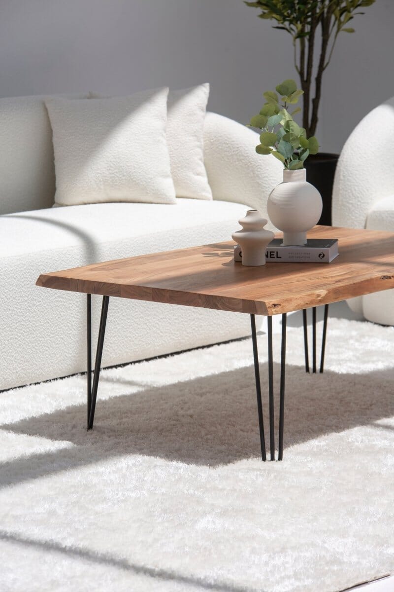 Pariel Dark Acacia Coffee Table with Hairpin Legs - Image 7