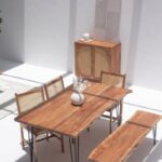 Azelia Dark Acacia Dining Table With Hairpin Legs