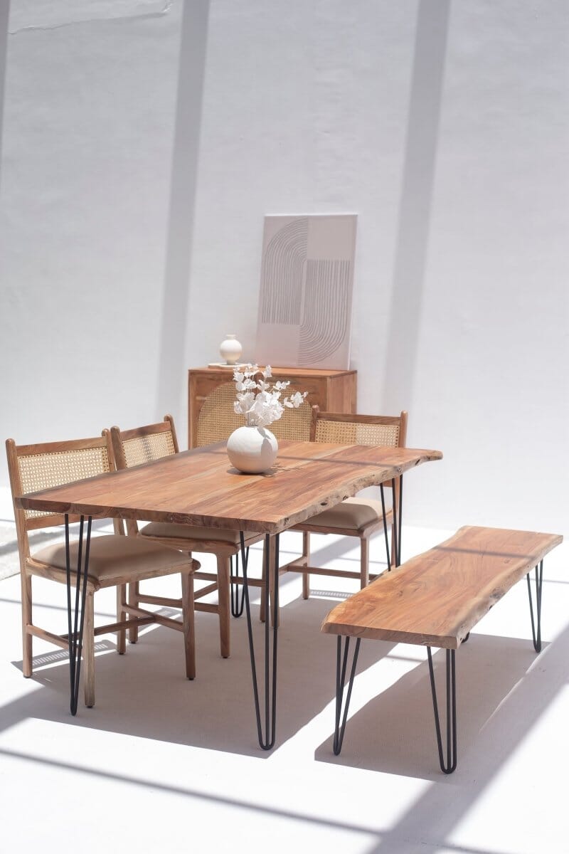 Azelia Dark Acacia Dining Table With Hairpin Legs - Image 2