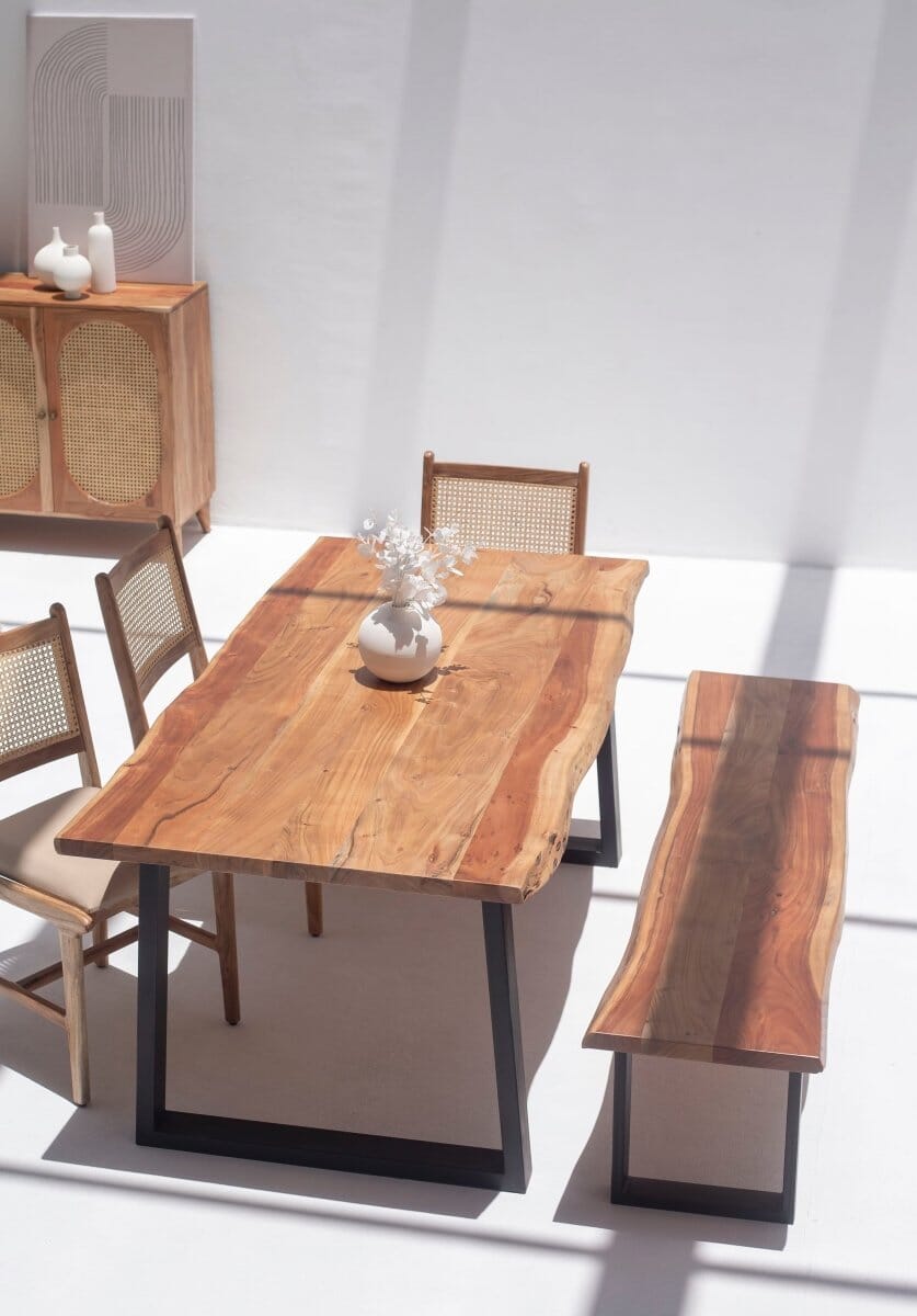 Theresa Dark Acacia Dining Table With Metal Legs - Image 3