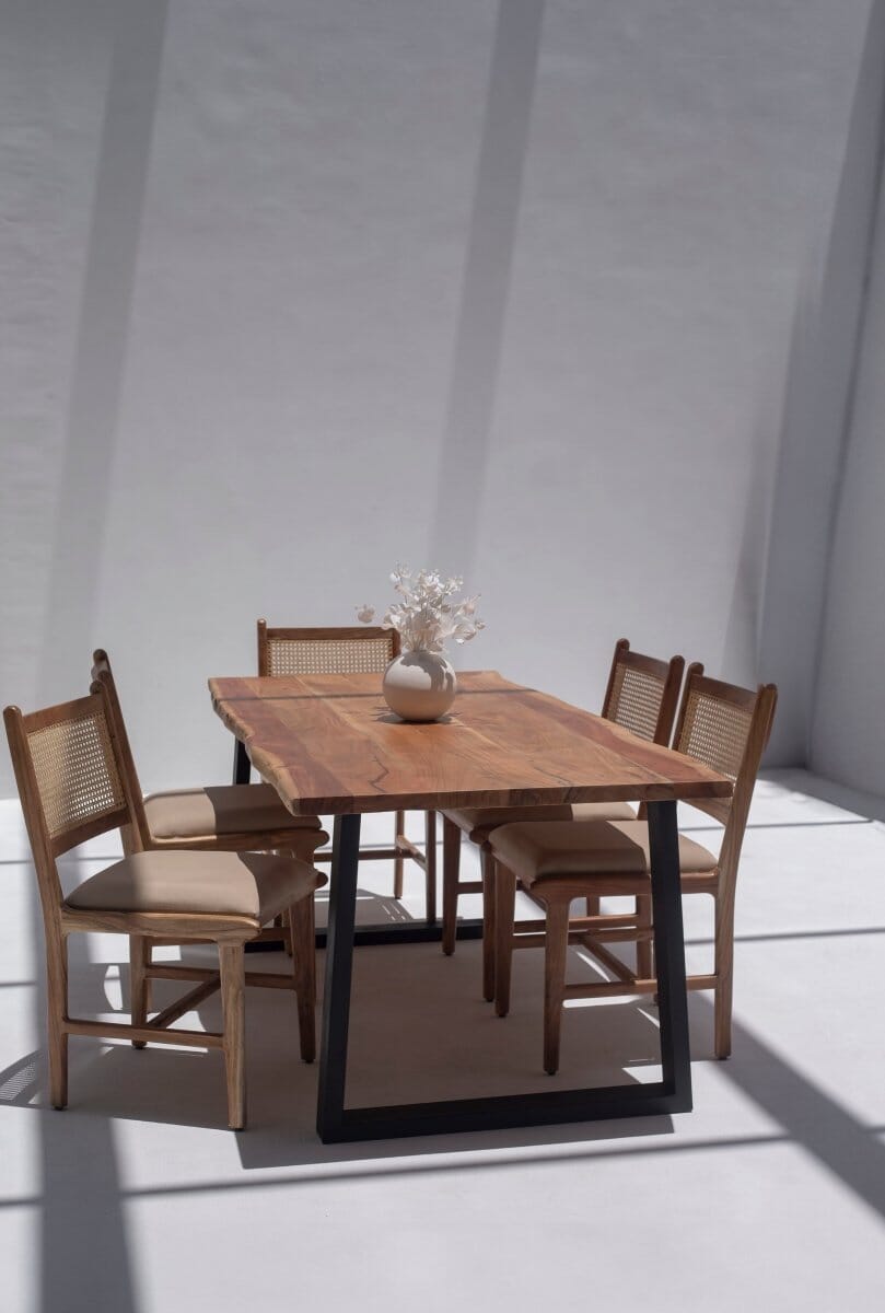 Theresa Dark Acacia Dining Table With Metal Legs - Image 5