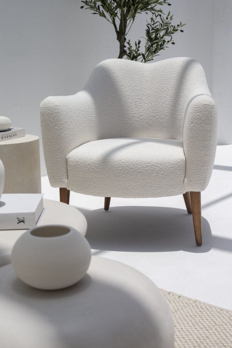 Kent Boucle Armchair with Irregular Top - Image 3