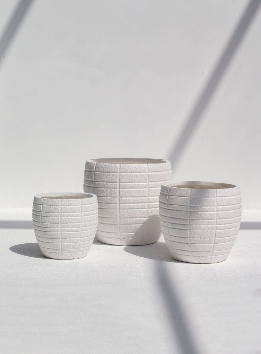 Off-White Grid Texture Pot