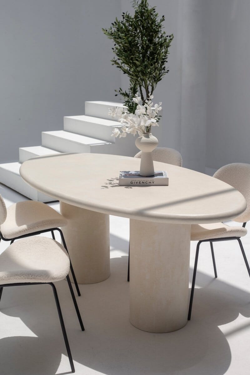Sylvette Off White Speckled Microconcrete Dining Table