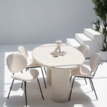 Sylvette Off White Speckled Microconcrete Dining Table
