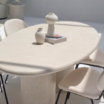 Sylvette Off White Speckled Microconcrete Dining Table