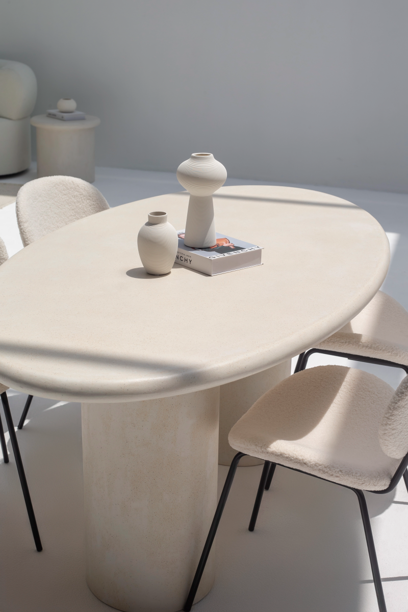 Sylvette Off White Speckled Microconcrete Dining Table - Image 6