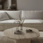 Harlowe Travertine Irregular Top Coffee Table