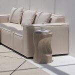 Aysun Cream Linen Modular Sofa with Ottoman