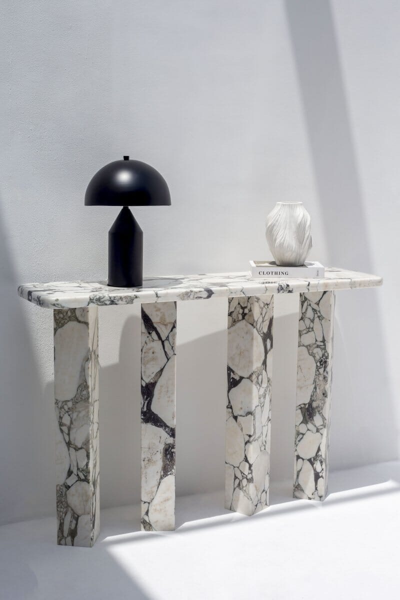 Yvette Calacatta Viola Marble Console Table (4 Leg Styles) - Image 3