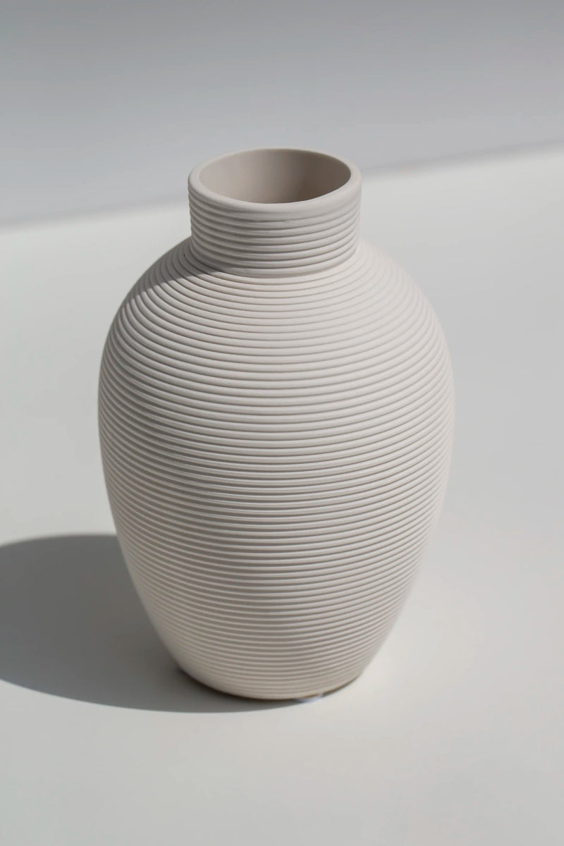 Mini Oval Ceramic Ripple Vase - Image 3