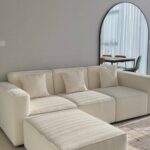 Aysun Off White Boucle Modular Sofa with Ottoman
