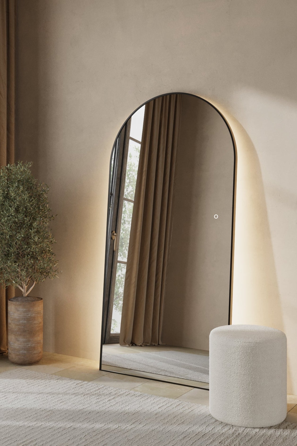 Alev Black Arched LED Wall Mirror with Soft Backlighting - Image 5