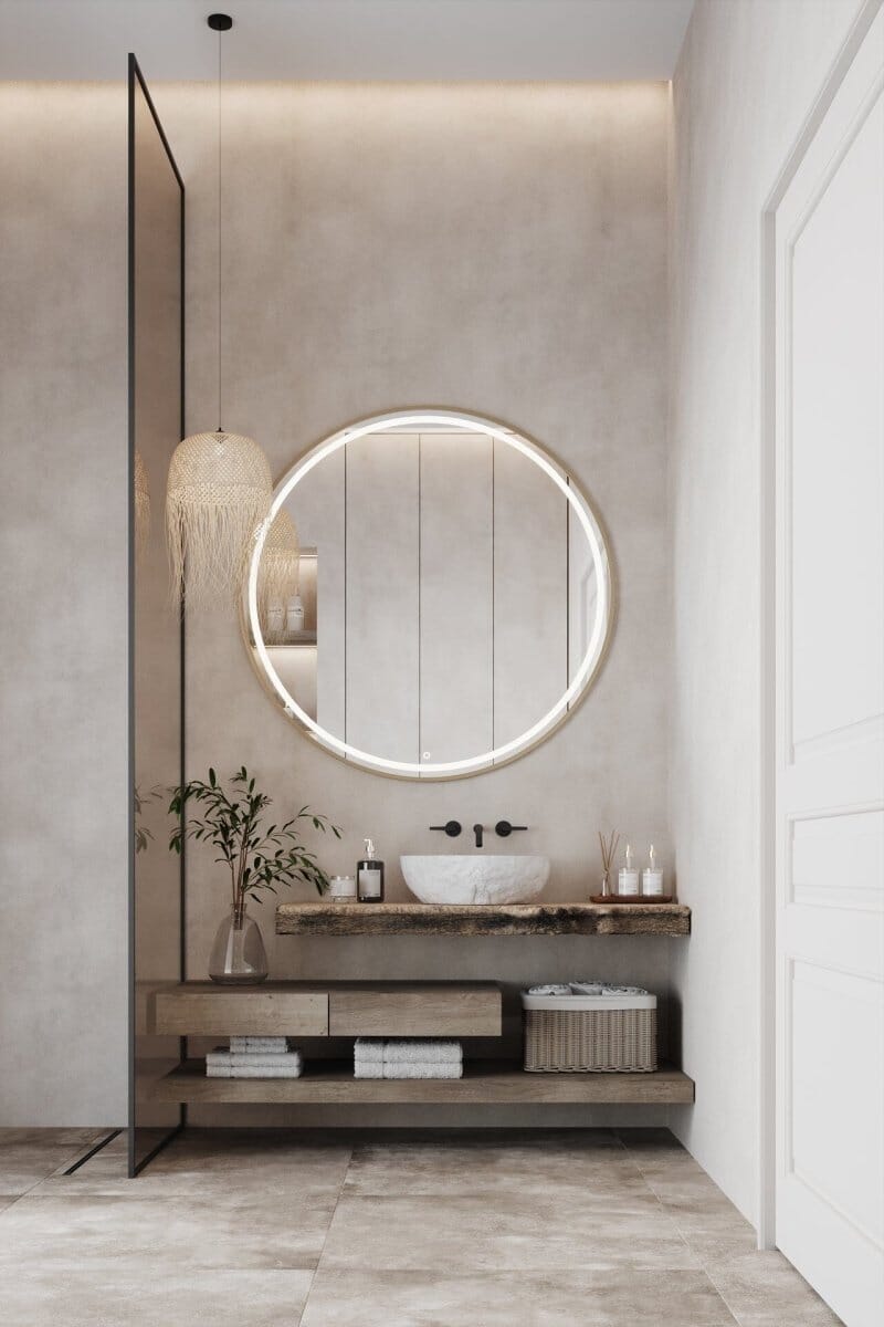 Ekin LED Gold Frame Round Wall Mirror - Image 6