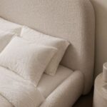 Asli Cream Boucle Fabric Bed with Rounded Corners Headboard