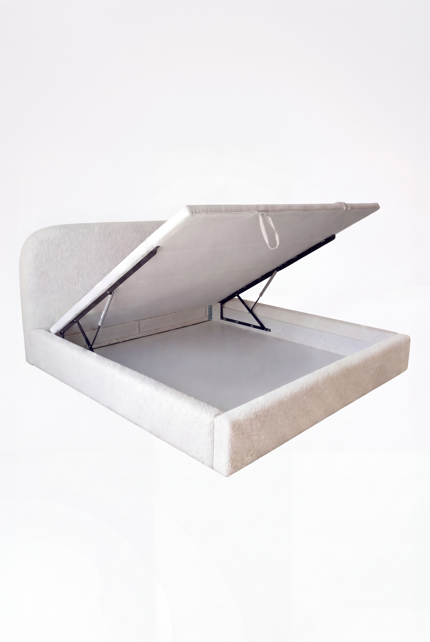 Asli Burnt Mustard Fabric Bed with Rounded Corners Headboard - Image 3