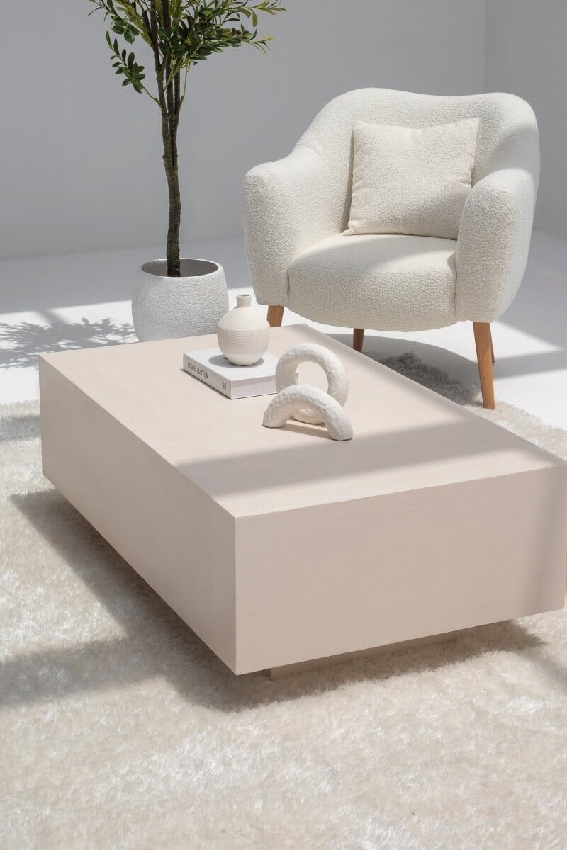 Azalea Ivory Cream Microconcrete Coffee Table