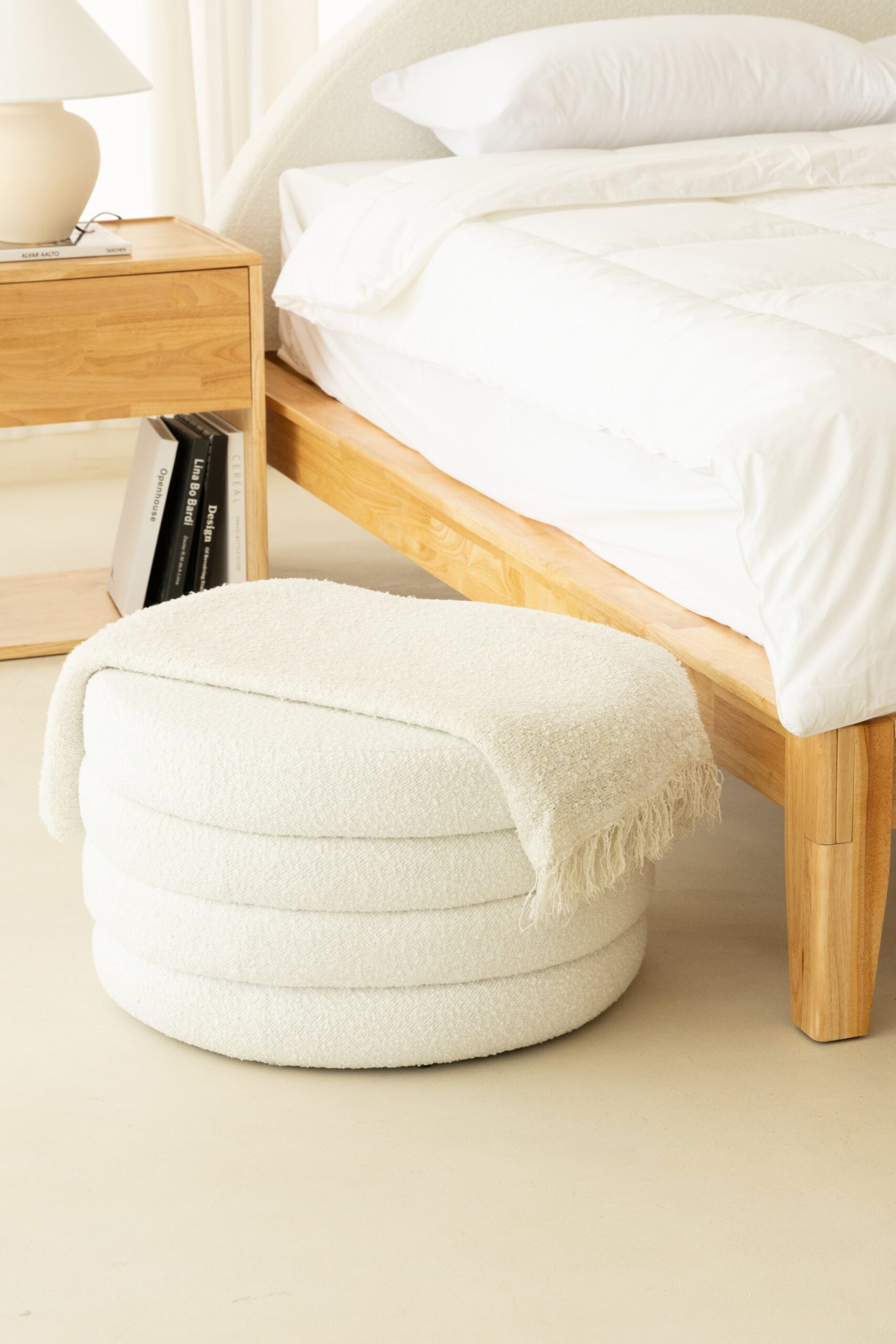 Sevil Layered Boucle Pouf Ottoman - Image 5