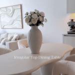 Tereza Off White Microconcrete Irregular Top Dining Table