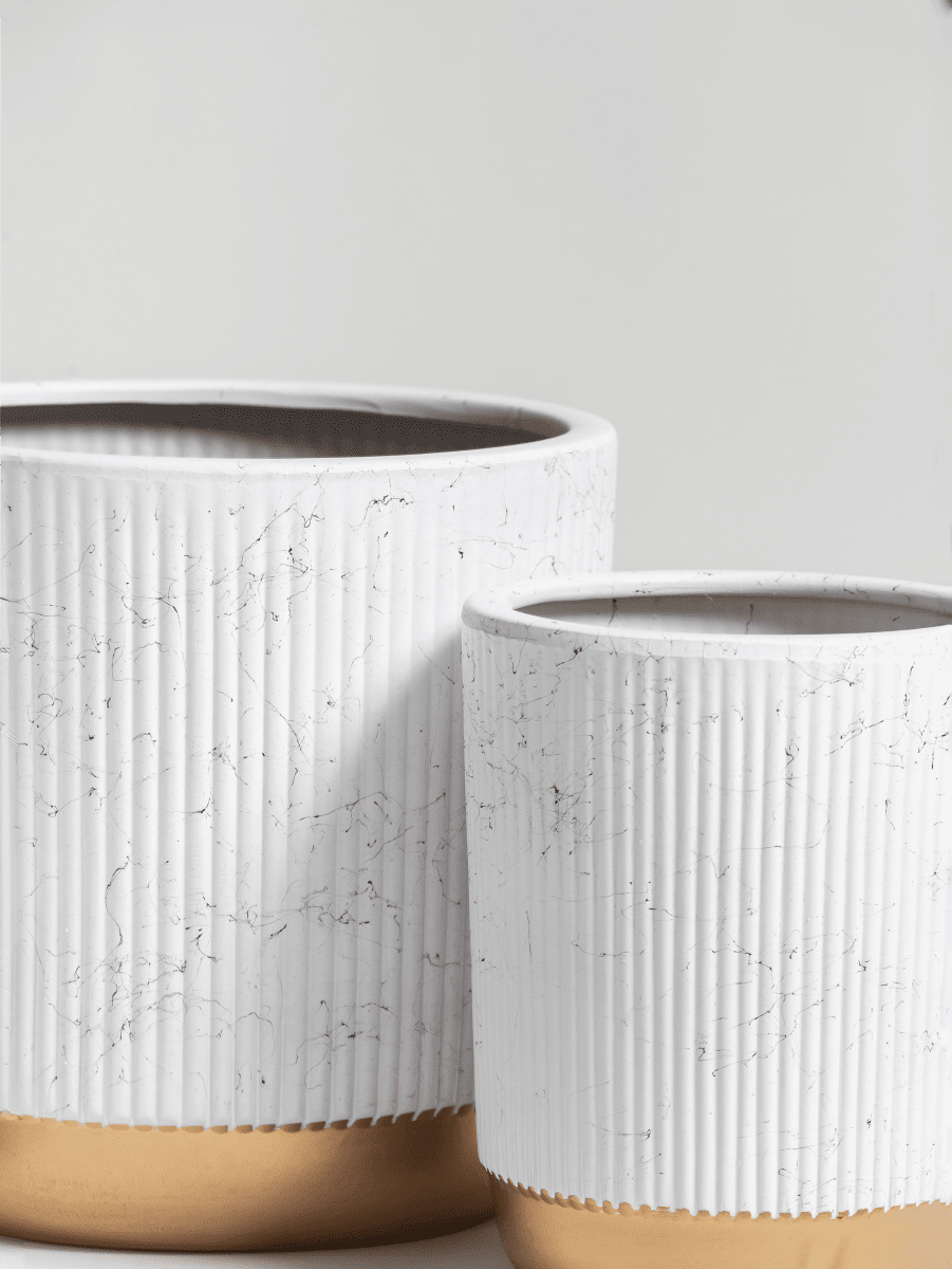 Gilded Groove Ceramic Pot III - Image 2