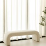 Bram Off White Boucle Arch Bench