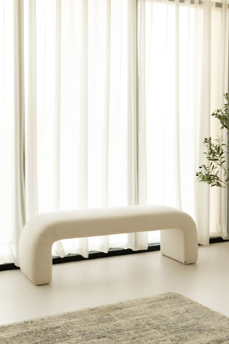 Bram Off White Boucle Arch Bench