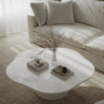 Harlowe Off White Microconcrete Irregular Top Coffee Table