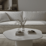 Harlowe Off White Microconcrete Irregular Top Coffee Table