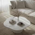 Harlowe Off White Microconcrete Irregular Top Coffee Table