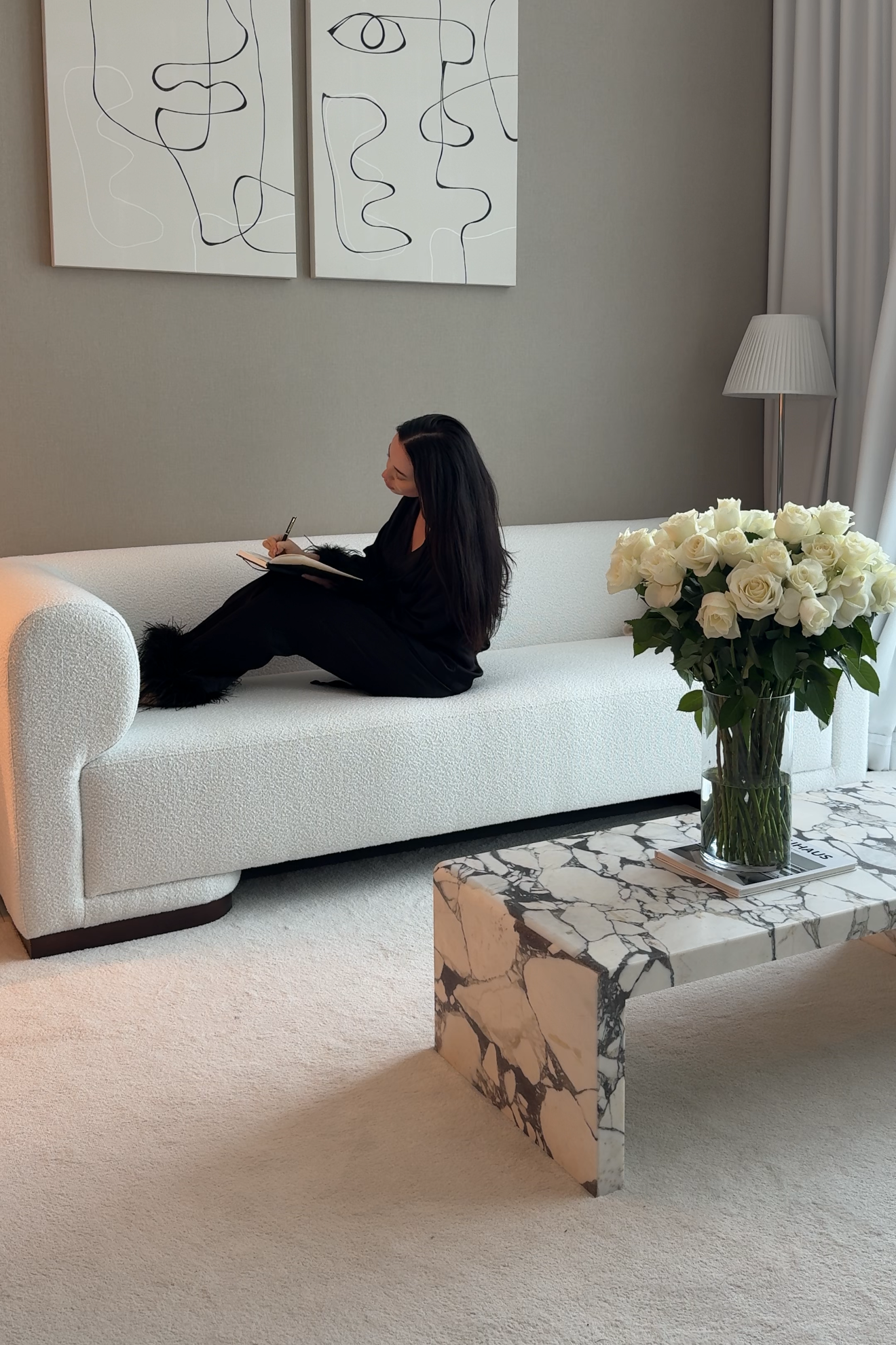 Breanna Off White Bouclé 2 Seater Sofa - Image 2