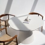 Bettina Off White Microconcrete Irregular Top Dining Table