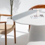Bettina Off White Microconcrete Irregular Top Dining Table