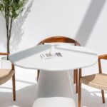 Bettina Off White Microconcrete Irregular Top Dining Table