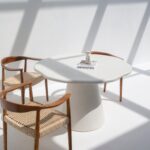 Bettina Off White Microconcrete Irregular Top Dining Table