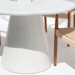 Bettina Off White Microconcrete Irregular Top Dining Table